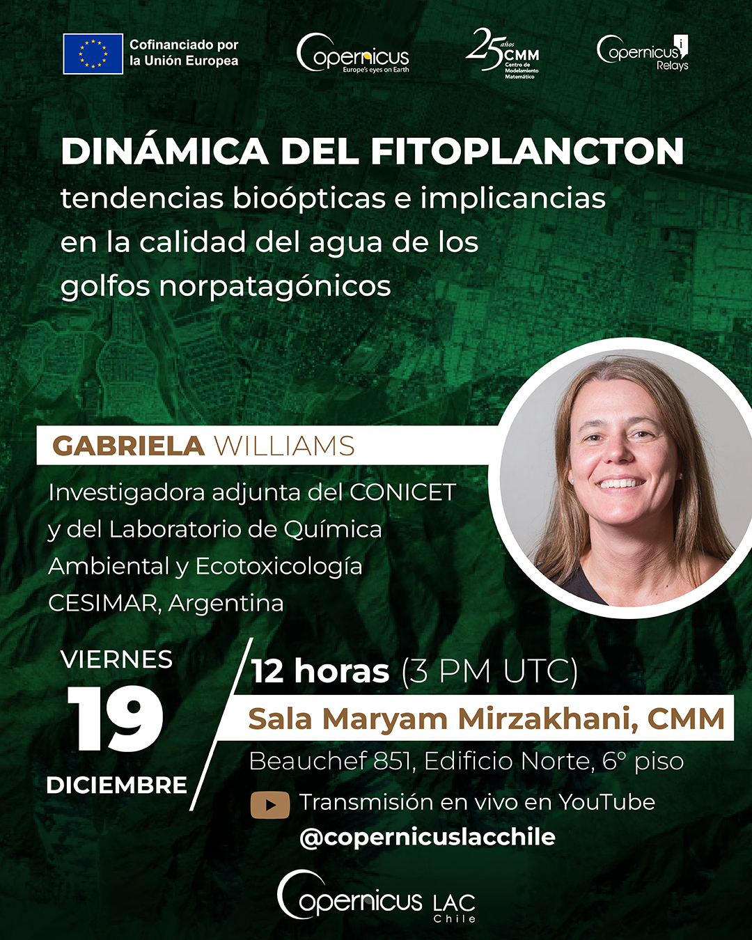 Seminario Copernicus: Dinámica del fitoplancton, tendencias bioópticas e implicancias en la calidad del agua de los golfos norpatagónicos